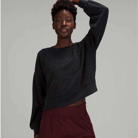Lululemon Perfectly Oversized Cropped Crew *Softstreme Black - Picture 4 of 9